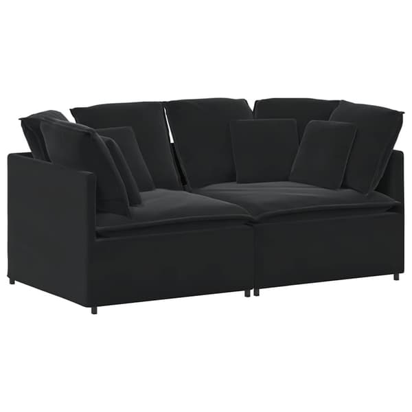 Modulsoffa med kuddar sammet svart