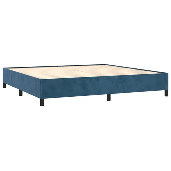 Ramsäng med madrass mörkblå 200x200 cm sammet