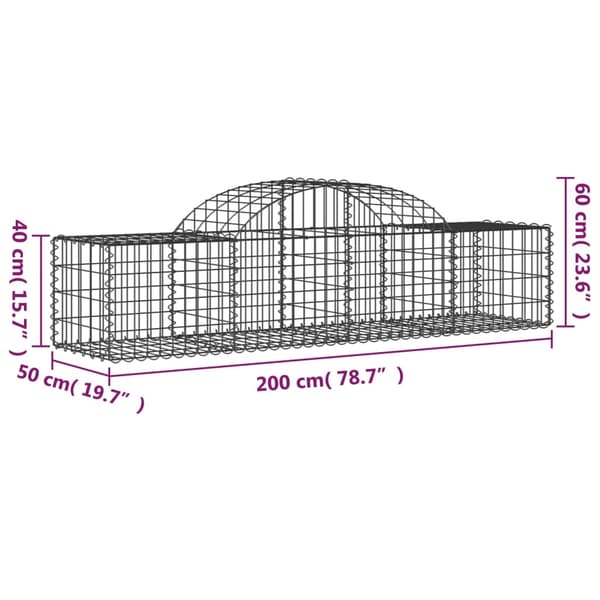 Gabion bågformad 200x50x40/60 cm galvaniserat järn