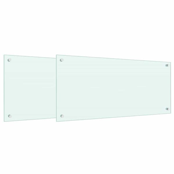Köksskydd 2 pcs Vit 90 x 40 cm härdat glas