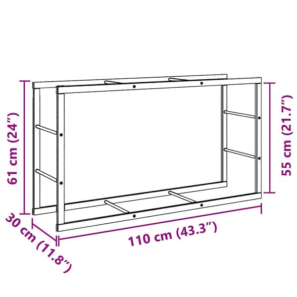 Vedställ svart 110x30x61 cm stål