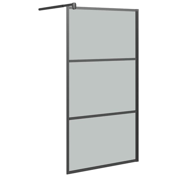 Duschvägg 100x195cm halvfrostat ESG-glas svart