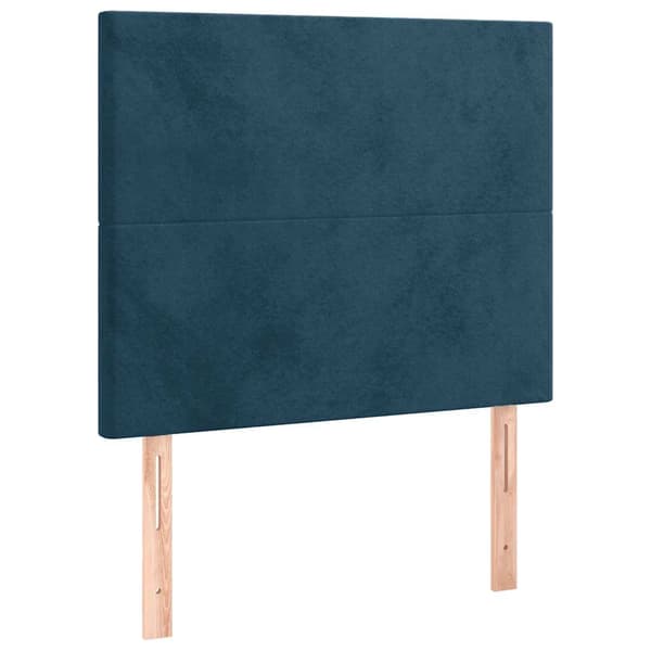 Ramsäng med madrass & LED mörkblå 100x200 cm sammet