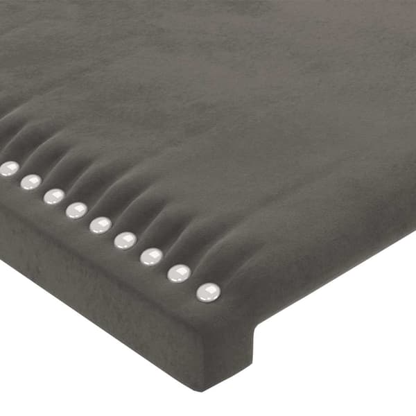 Sänggavel mörkgrå 144x5x118/128 cm sammet