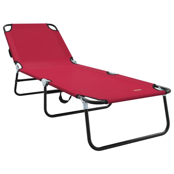 Hopfällbar solstol Röd 188 x 57 x 86,5 cm Polyester