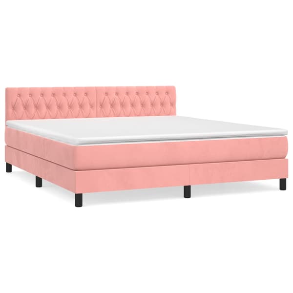 Ramsäng med madrass rosa 180x200 cm sammet