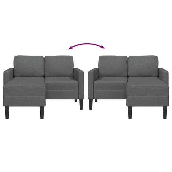 2-sitssoffa med schäslong L-formad mörkgrå 125 cm tyg