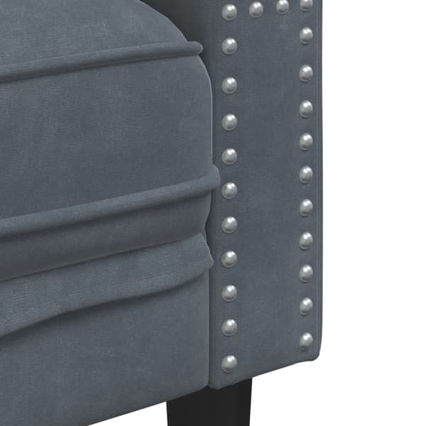 Soffgrupp chesterfield 2 delar bolsterkuddar mörkgrå sammet