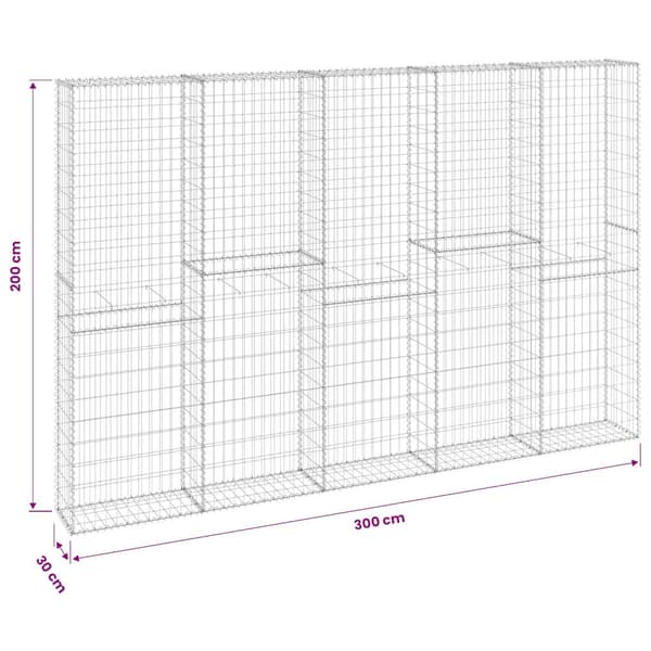 Gabionmur galvaniserat stål 300x30x200 cm