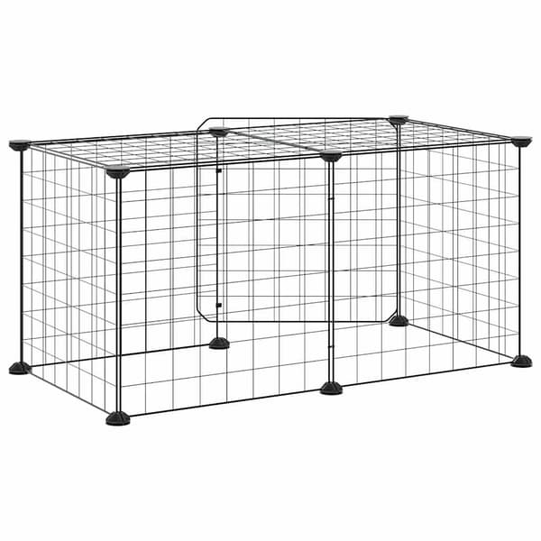 Husdjursbur svart 8 paneler 70x35x35 cm stål