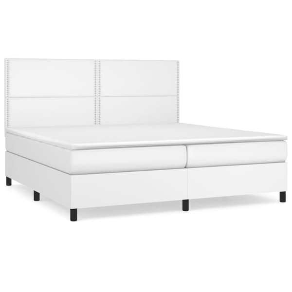 Ramsäng med madrass vit 200x200 cm konstläder