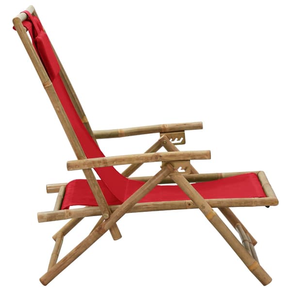 Reclinerstol röd bambu och tyg
