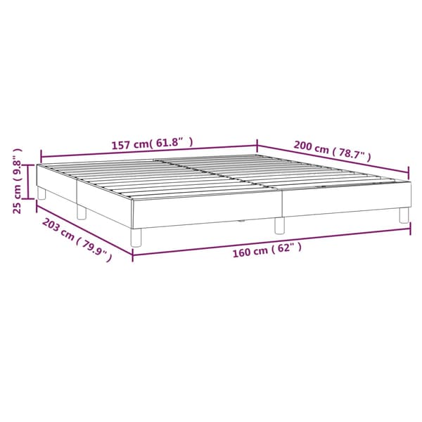 Boxspring-sängram gräddvit 160x200 cm tyg