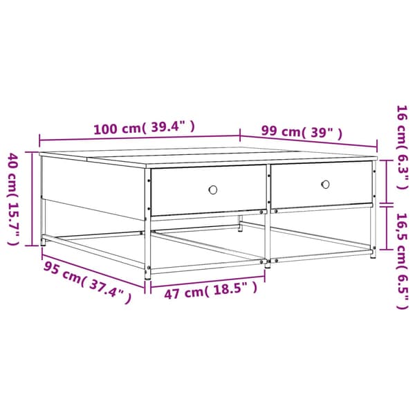 Soffbord brun ek 100x99x40 cm konstruerat trä