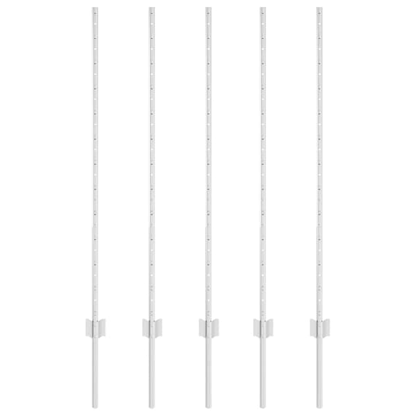 Stängselstolpe 5 pcs Silver 120 cm Stål