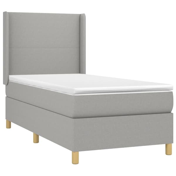 Ramsäng med madrass ljusgrå 100x200 cm tyg