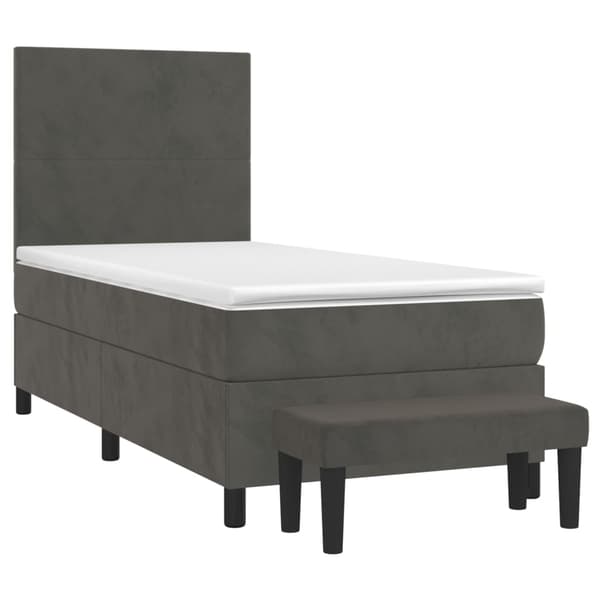 Ramsäng med madrass mörkgrå 90x200 cm sammet
