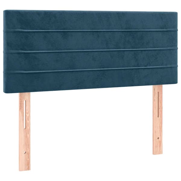 Ramsäng med madrass mörkblå 90x190 cm sammet