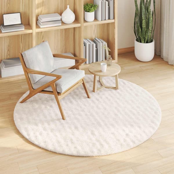 Områdesmattor Rund SIROLO Gräddvit Ø 200 CM Polyester