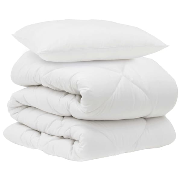 Duntäcke med kudde 2 pcs Vit Mikrofiber