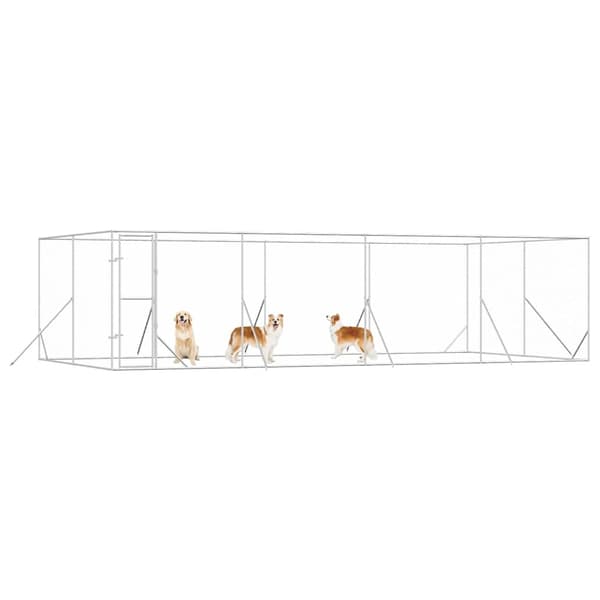 Hundgård för utomhusbruk silver 8x4x2 m galvaniserat stål