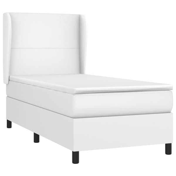 Ramsäng med madrass vit 90x190 cm konstläder