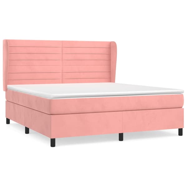 Ramsäng med madrass rosa 180x200 cm sammet
