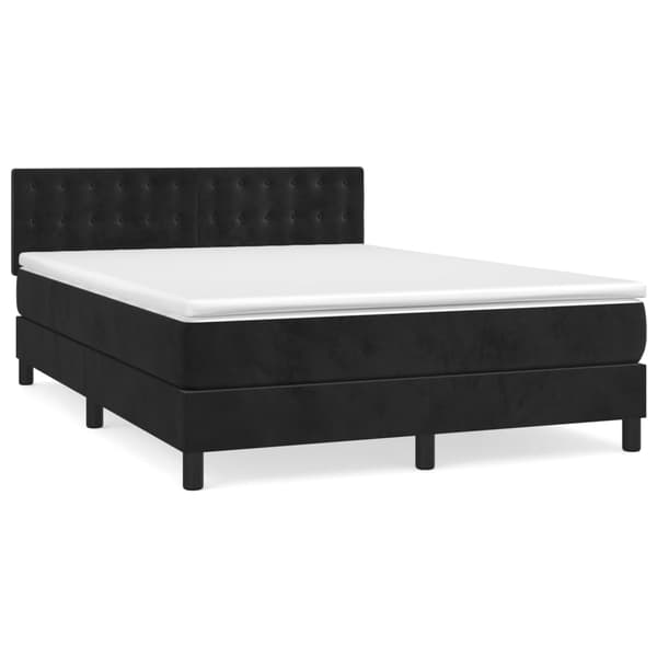 Ramsäng med madrass svart 140x190 cm sammet