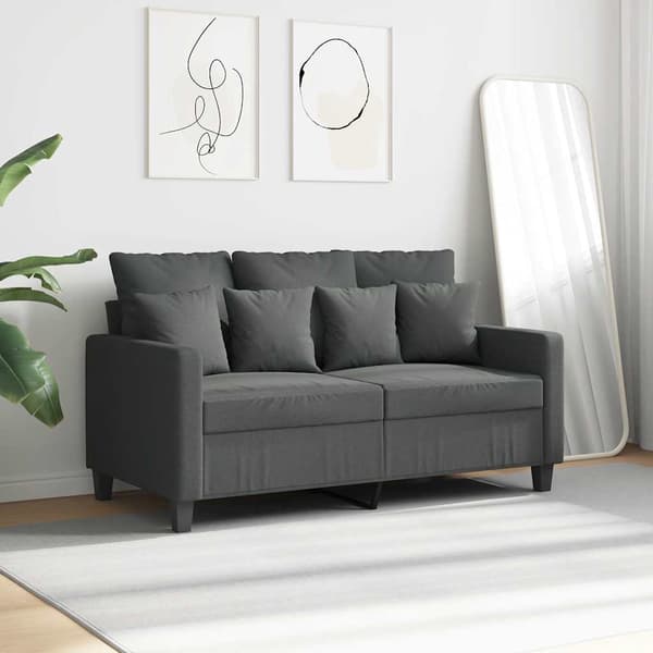 Soffa 2-sits mörkgrå 120 cm tyg