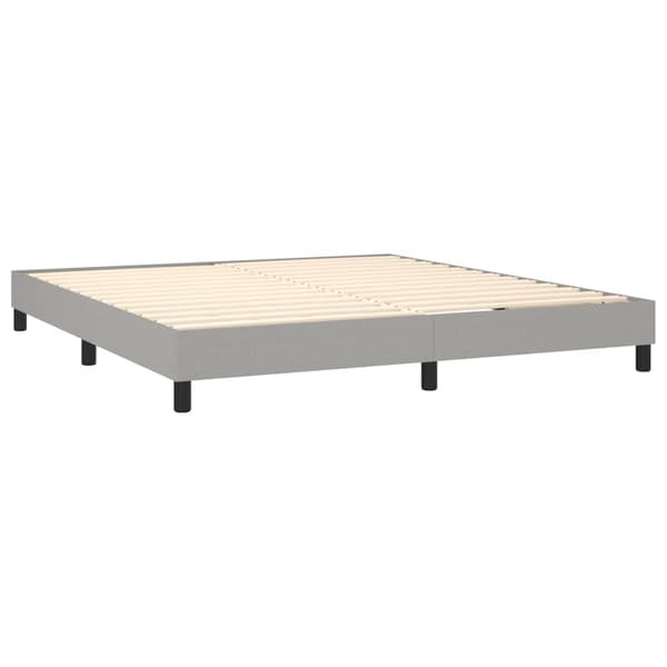 Ramsäng med madrass & LED ljusgrå 160x200 cm tyg