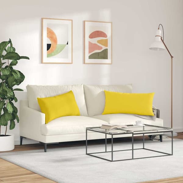 Sofakuddar 2 st tyg Ljusgul 80 x 40 cm