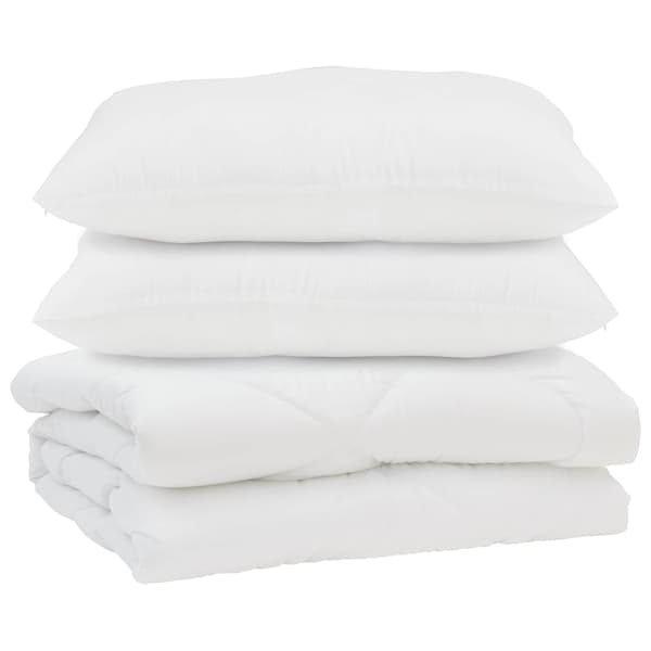 Duntäcke med kudde 3 pcs Vit Mikrofiber