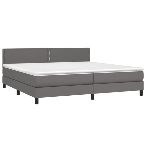 Ramsäng med madrass grå 200x200 cm konstläder