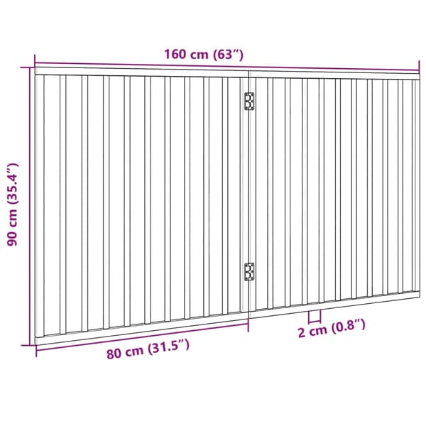 Hundgrind hopfällbar 2 paneler brun 160 cm poppel