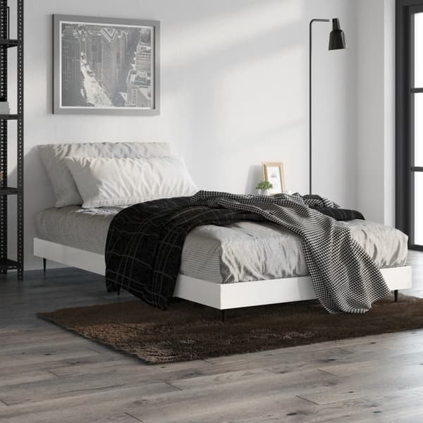 Sängram vit högglans 90x200 cm konstruerad trä