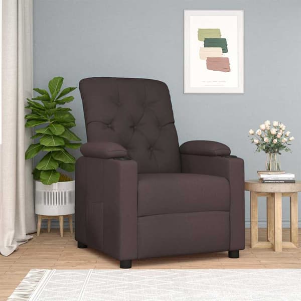 Reclinerfåtölj mörkbrun tyg
