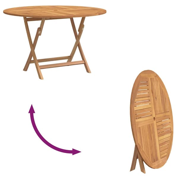 Hopfällbart trädgårdsbord Ø 110x75 cm massiv teak