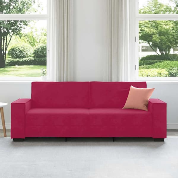 3-sitssoffa vinröd 220x78x84 cm sammet