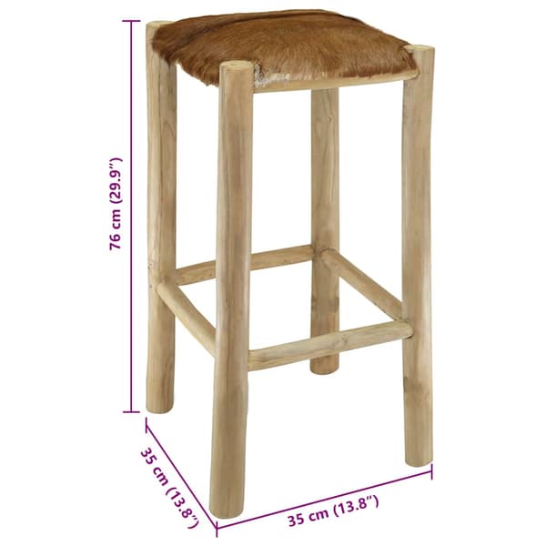 Barstol getskinnsläder och massiv teak