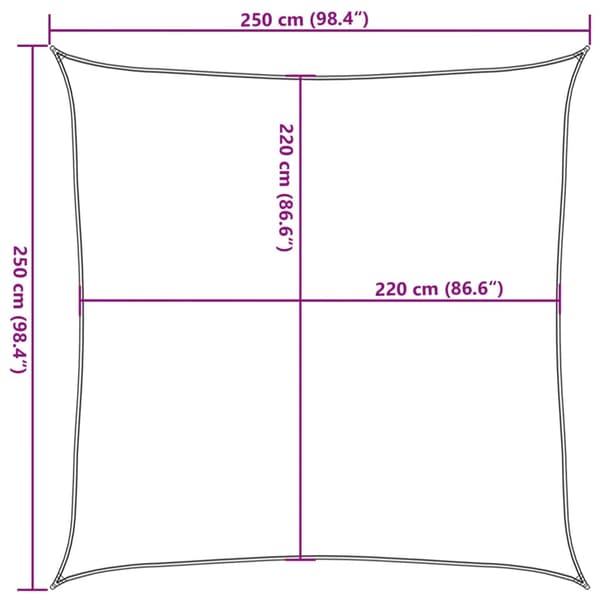 Solsegel ljusgrå 2,5x2,5 m 100% polyesteroxford