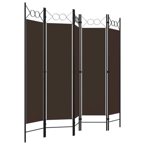 Rumsavdelare 5 paneler brun 200x180 cm