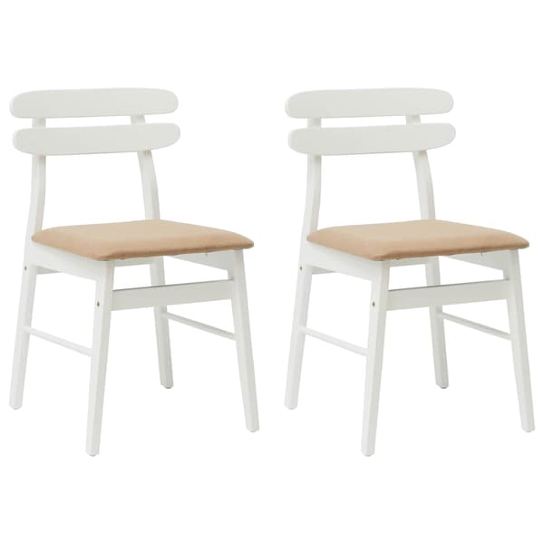Matstol 2 pcs Vit och brun Massiv Gummiträ