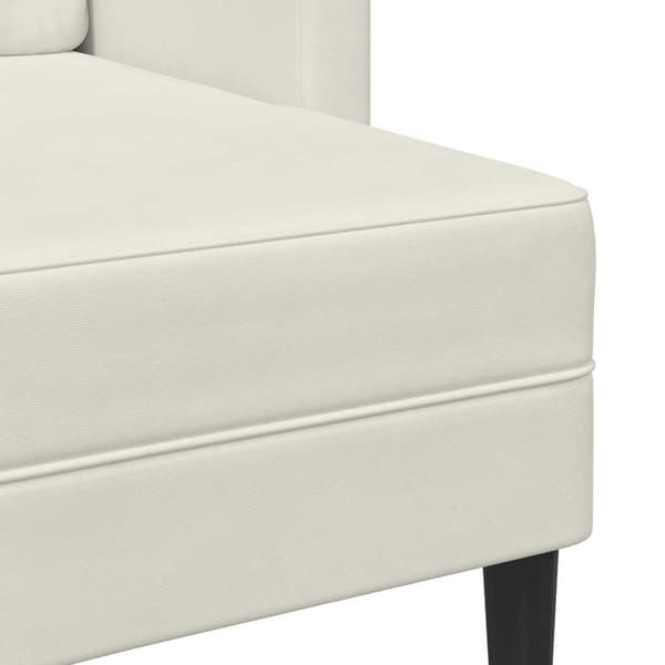 2-sitssoffa med schäslong L-formad gräddvit 125 cm sammet