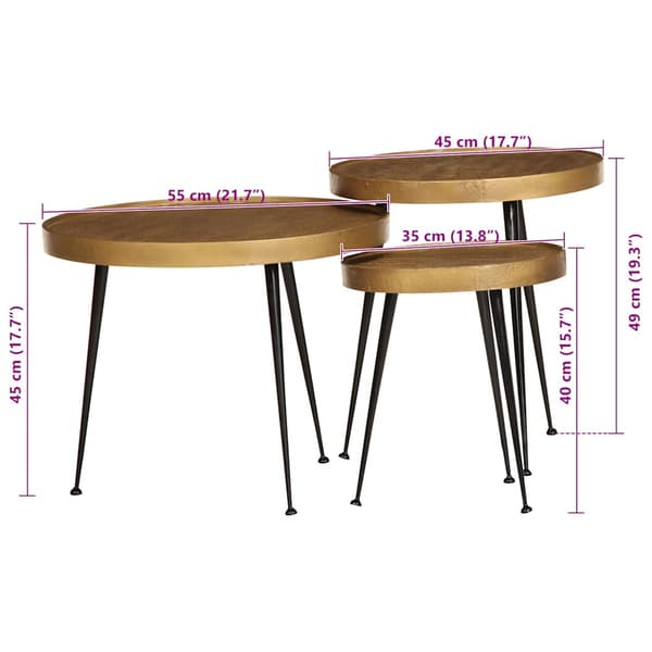 Soffbord 3 delar gyllene konstruerat trä