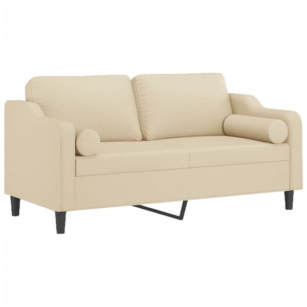 2-sits soffa med prydnadskuddar gräddvit 140 cm tyg
