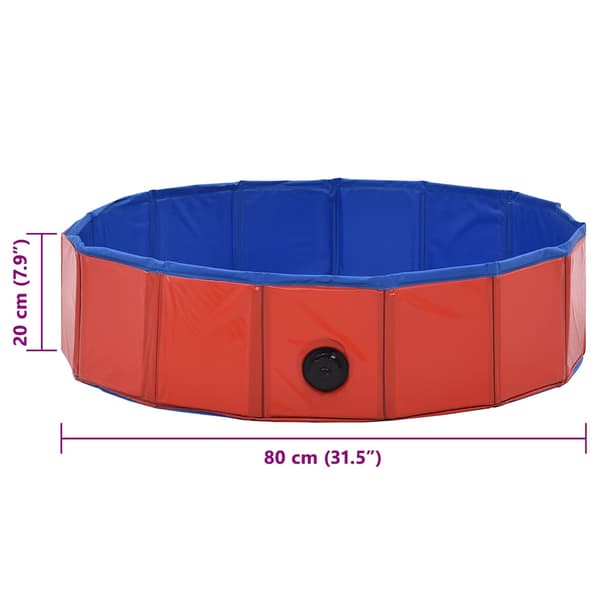 Hopfällbar hundpool röd 80x20 cm PVC