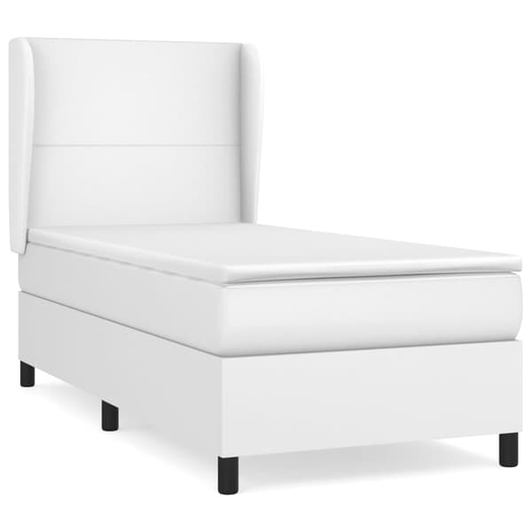 Ramsäng med madrass vit 90x190 cm konstläder