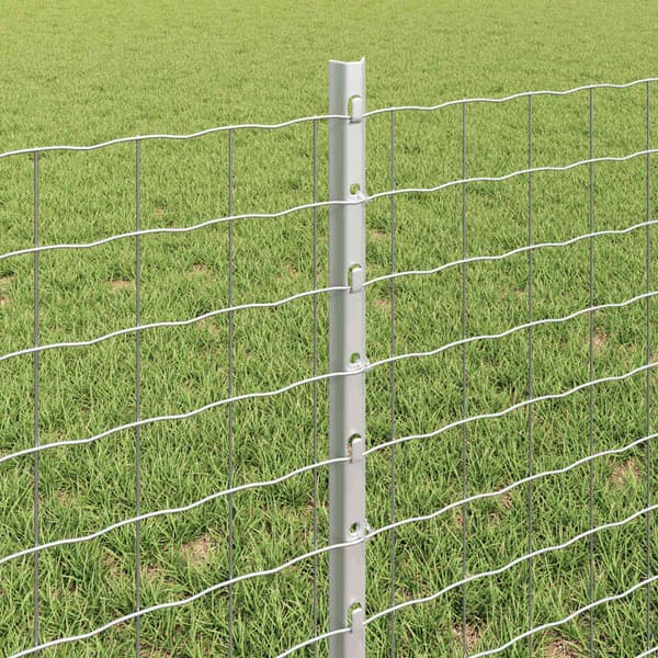 Inbäddad staketpost 44 pcs Silver 100 cm Pulverlackerat stål