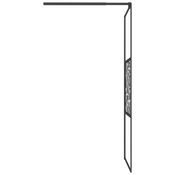 Duschvägg 90x195cm ESG-glas med stendesign svart