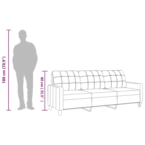 3-sitssoffa gräddvit 180 cm konstläder
